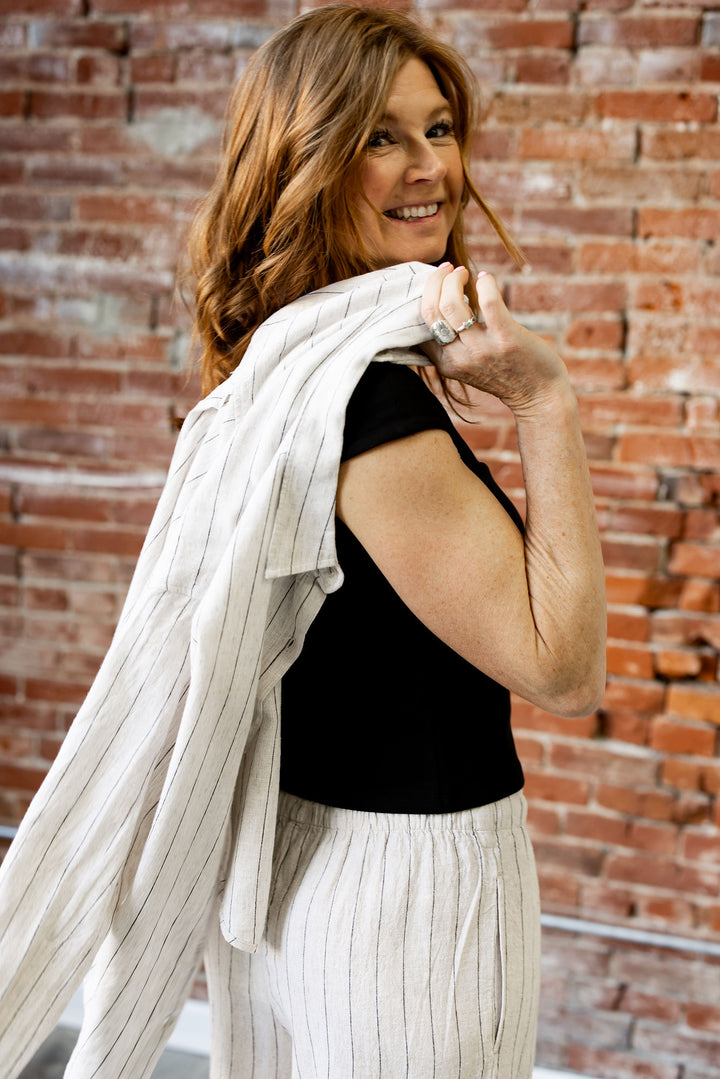 Alfie Striped Button Up Top