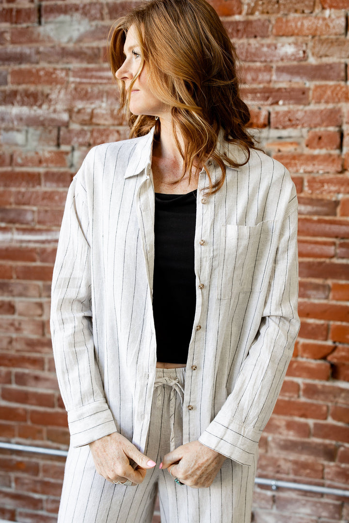 Alfie Striped Button Up Top