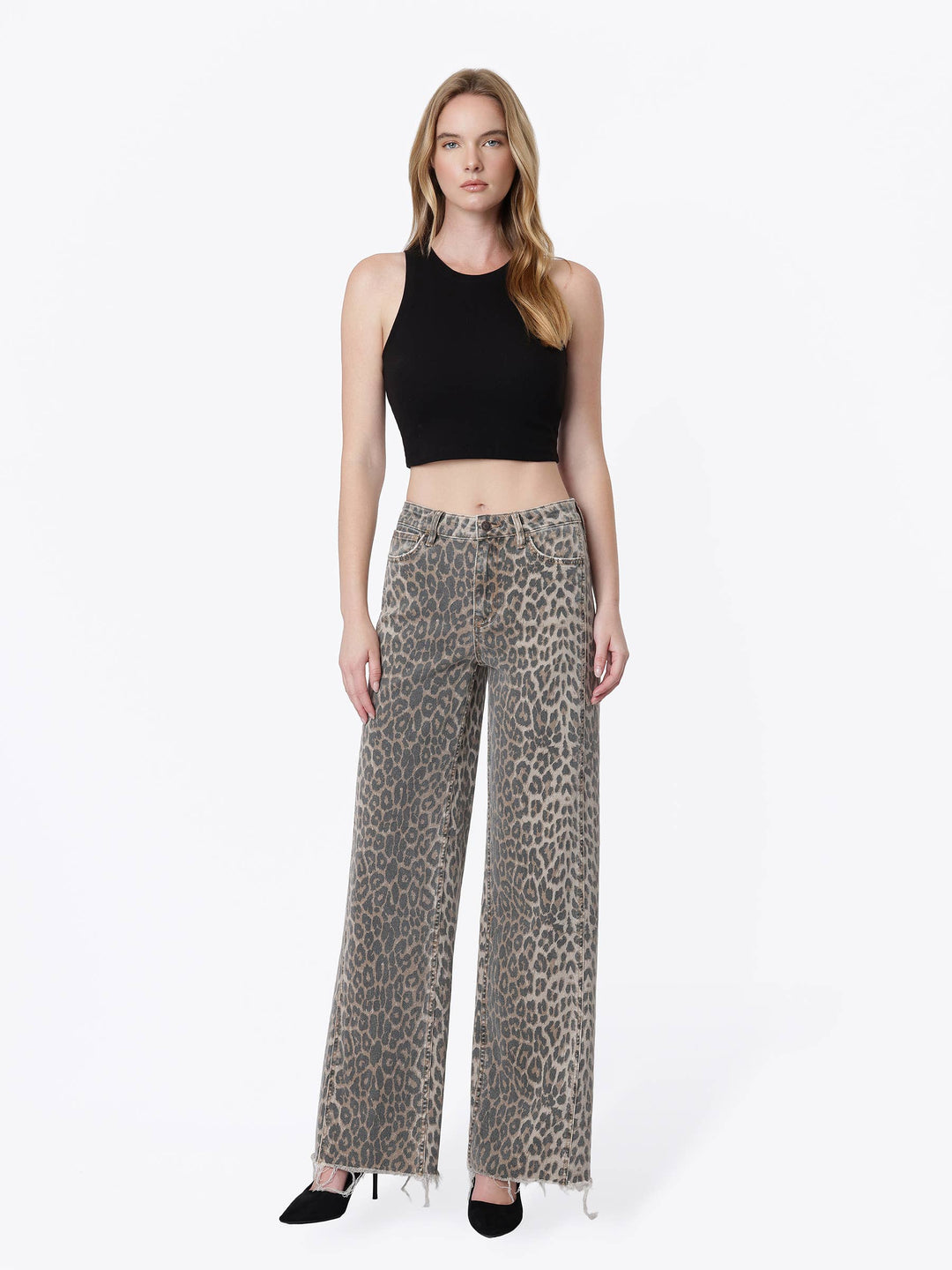 LEOPARD WIDE LEG JEANS