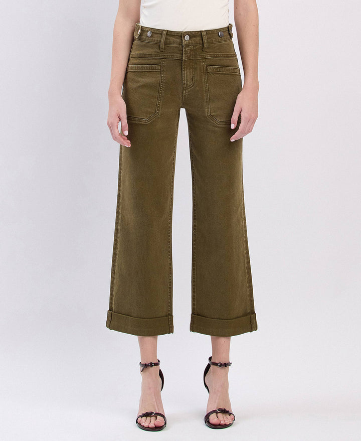 OLIVE SLIM WIDE JEANS