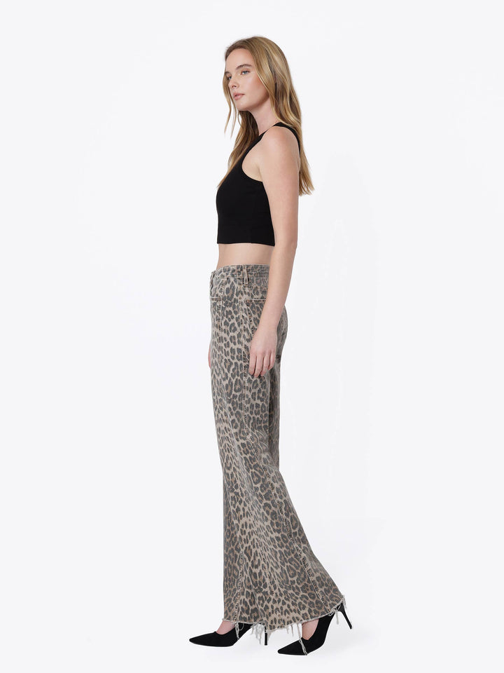 LEOPARD WIDE LEG JEANS