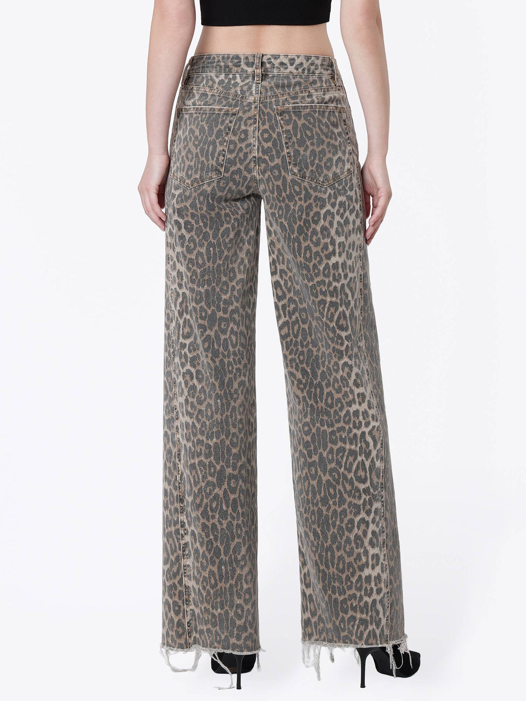 LEOPARD WIDE LEG JEANS