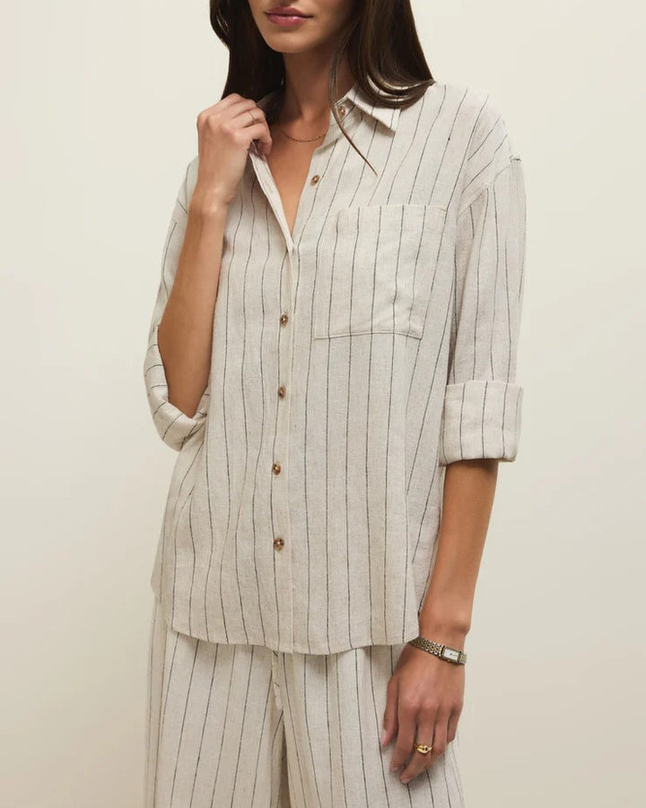 Alfie Striped Button Up Top