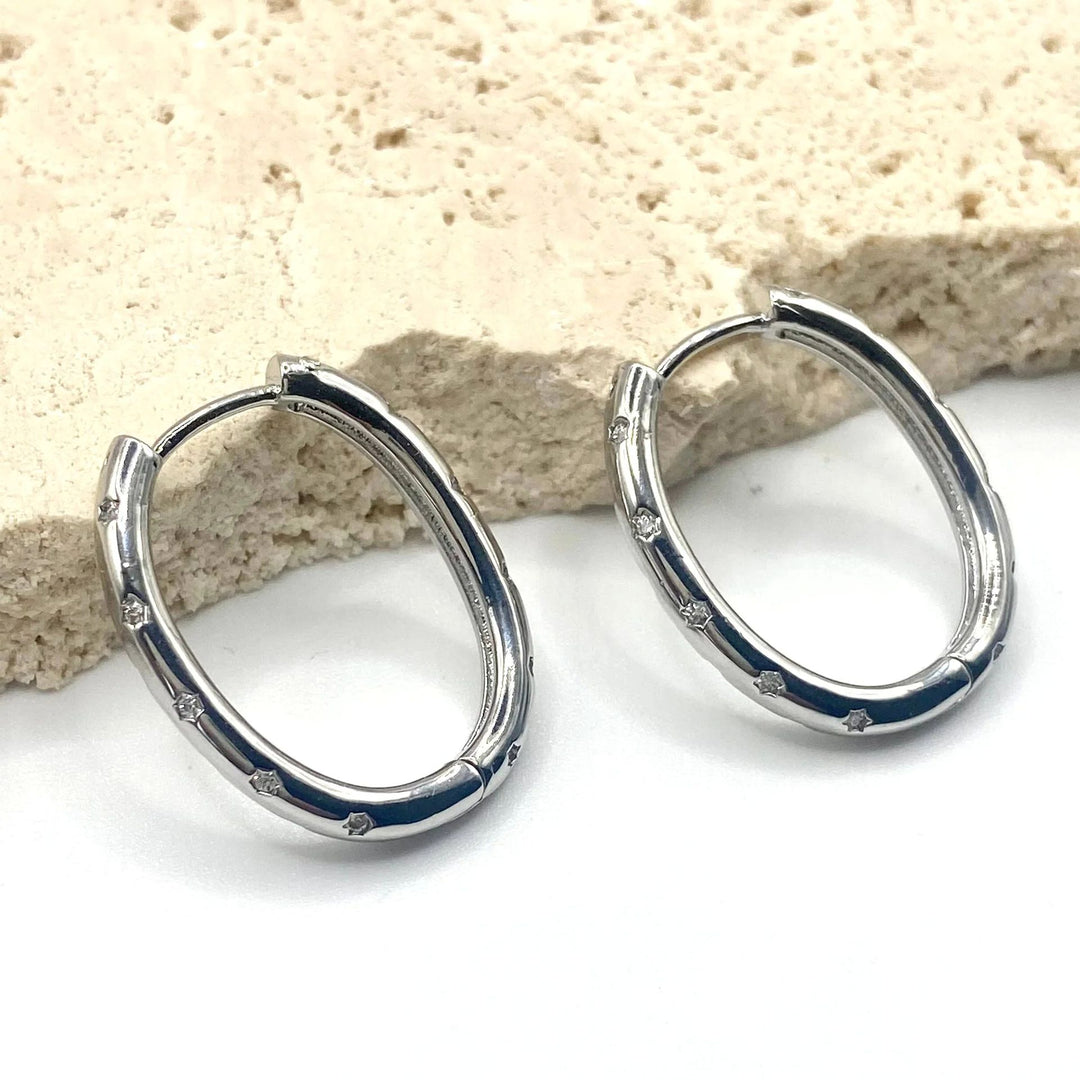 Starburst Oval Hoop Earrings