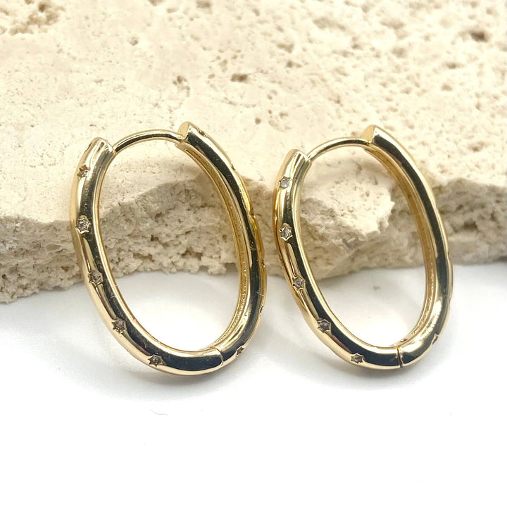 Starburst Oval Hoop Earrings