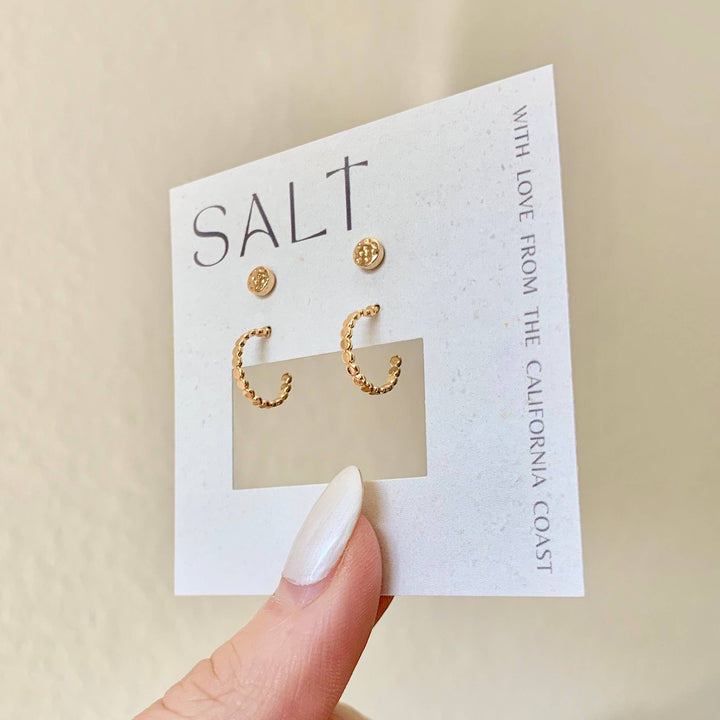 EVERYDAY HOOP & STUD SET | gold dainty stud post earrings
