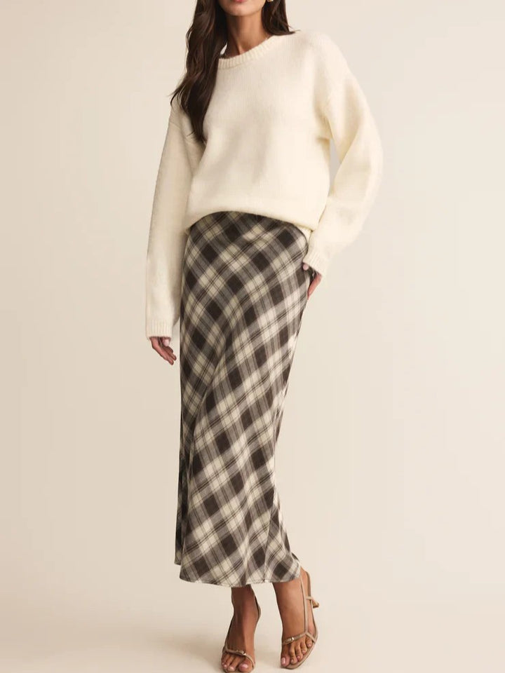 Europa Plaid Midi Skirt