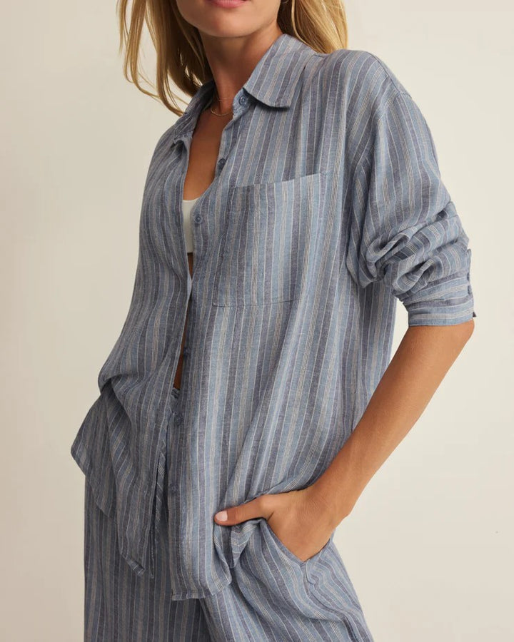 The Perfect Striped Linen Button Up