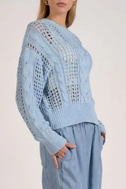 Open Knit Crewneck Sweater