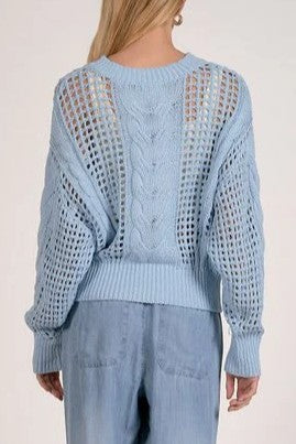Open Knit Crewneck Sweater