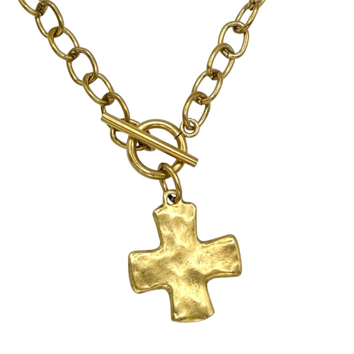 Stainless Steel Hammered Cross Necklace