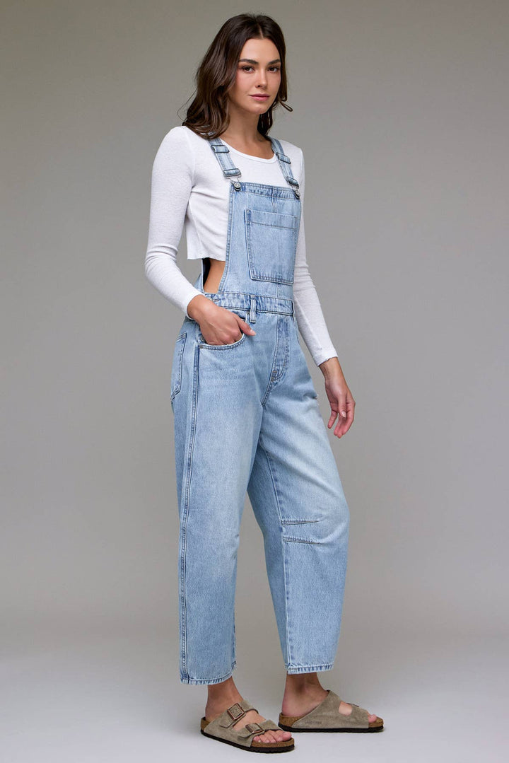 Light Wash Classic Barrel Cropped Overall