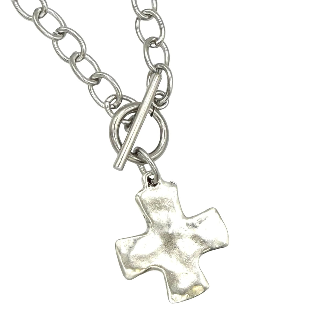 Stainless Steel Hammered Cross Necklace