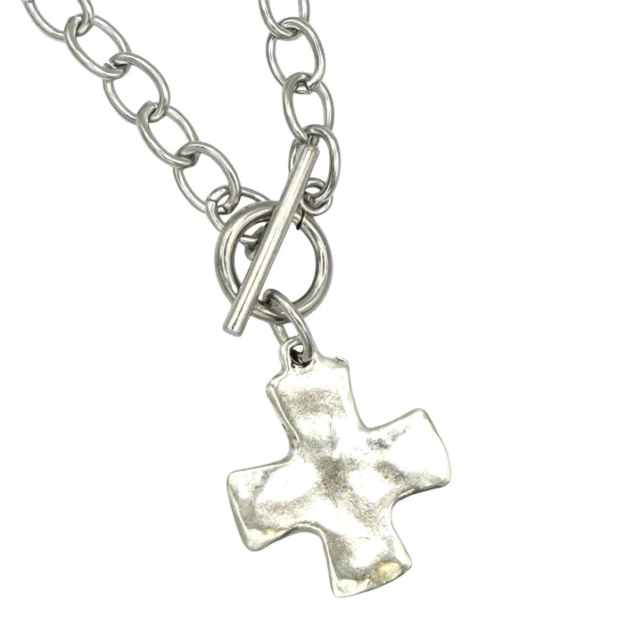 Stainless Steel Hammered Cross Necklace