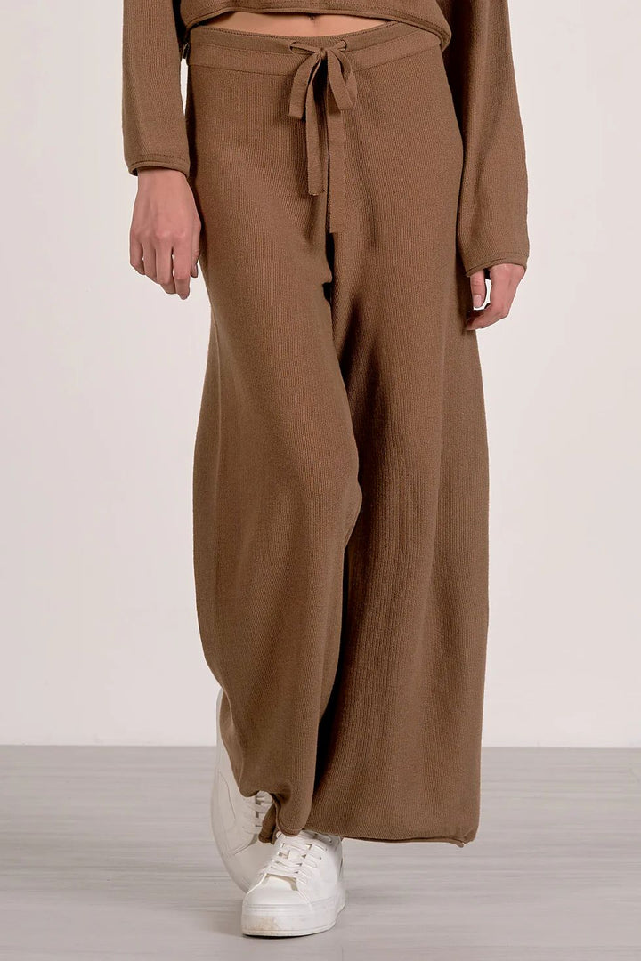 Drawstring Wide Leg Sweater Pant