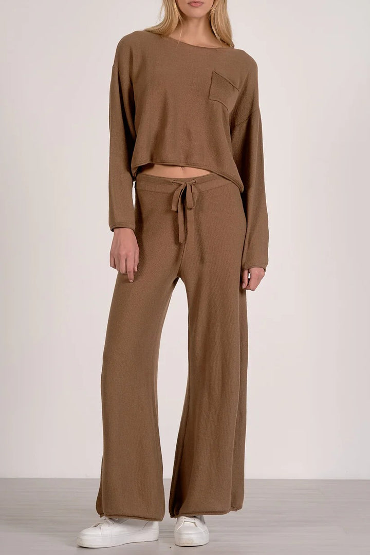 Drawstring Wide Leg Sweater Pant