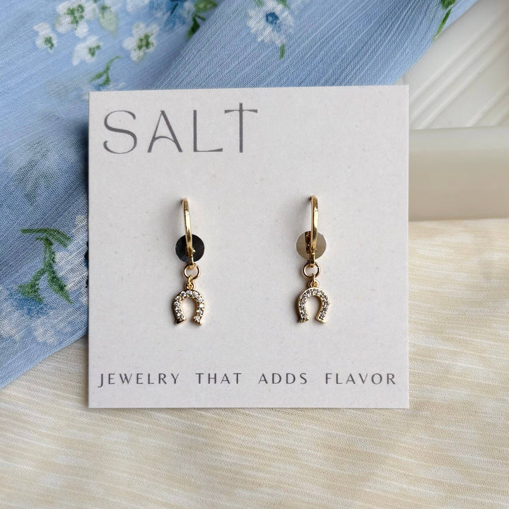 HORSESHOE HUGGIE HOOPS | gold | coastal cowgirl earrings