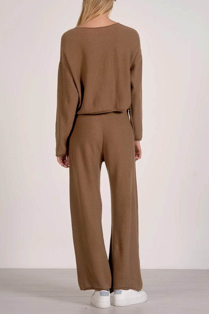 Drawstring Wide Leg Sweater Pant