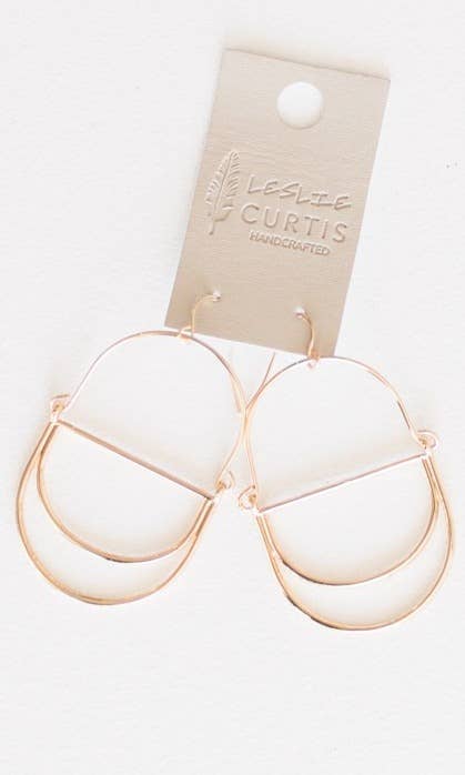 Cole - Oval geometric gold hoop 2"