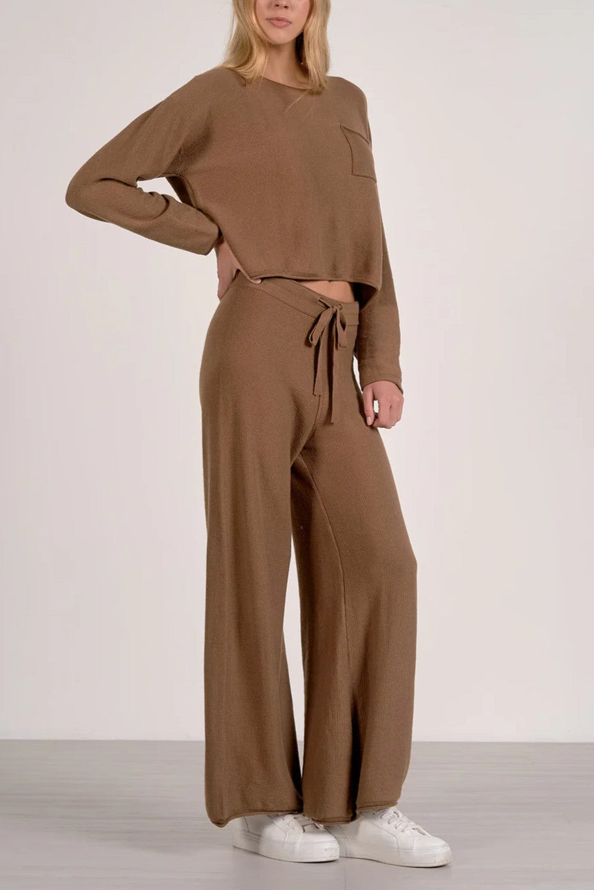 Drawstring Wide Leg Sweater Pant