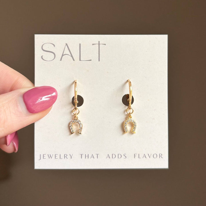 HORSESHOE HUGGIE HOOPS | gold | coastal cowgirl earrings