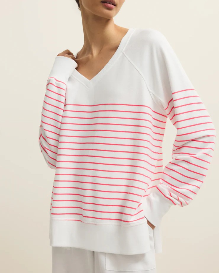Weekender Stripe V Neck