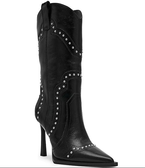 Kylar Leather Studded Western Boots