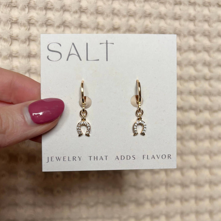 HORSESHOE HUGGIE HOOPS | gold | coastal cowgirl earrings