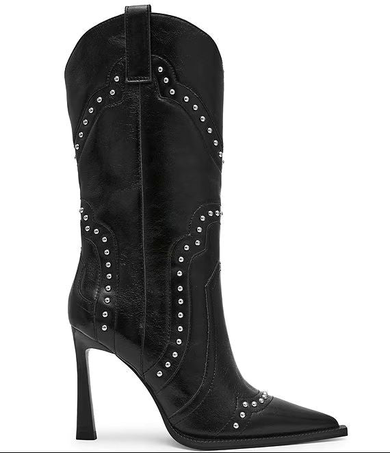 Kylar Leather Studded Western Boots