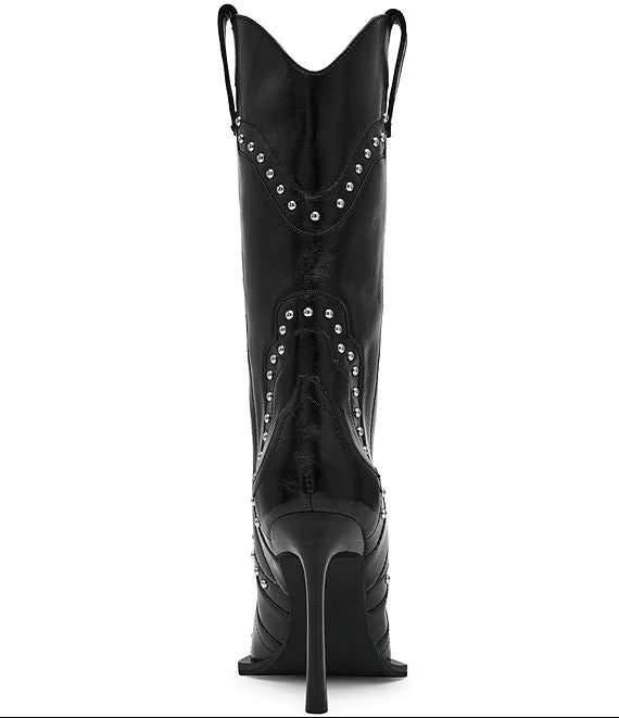 Kylar Leather Studded Western Boots