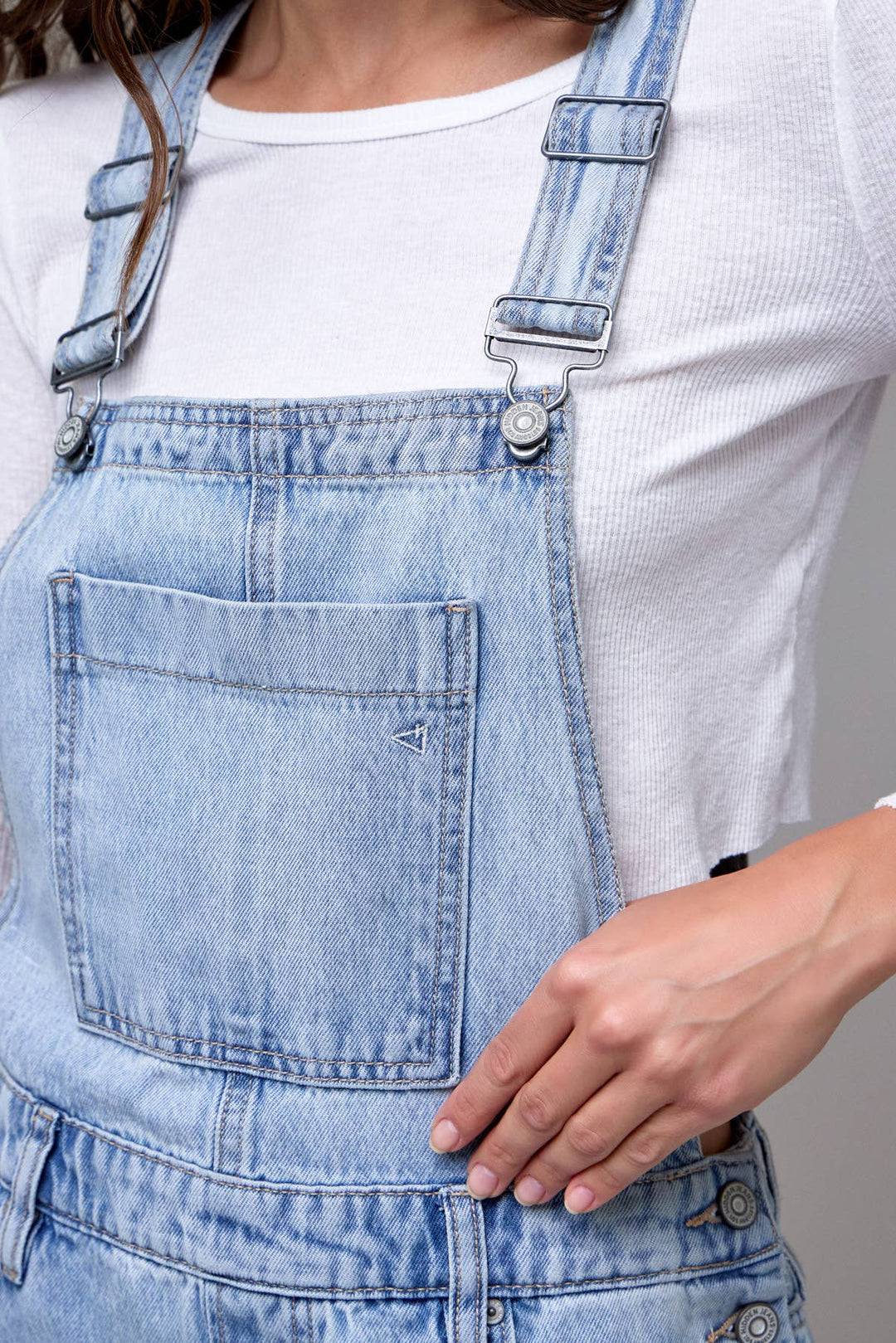 Light Wash Classic Barrel Cropped Overall