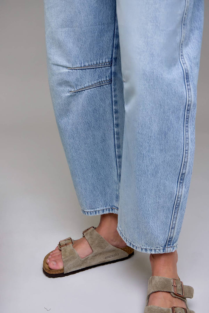 Light Wash Classic Barrel Cropped Overall