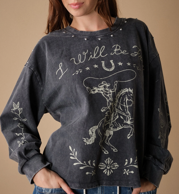 Western Studded Graphic Sweatshirt