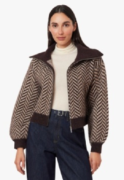 Herringbone Zip Front Cardi