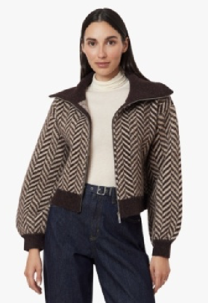 Herringbone Zip Front Cardi