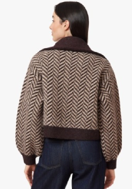 Herringbone Zip Front Cardi