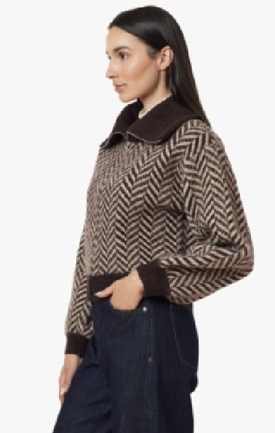 Herringbone Zip Front Cardi