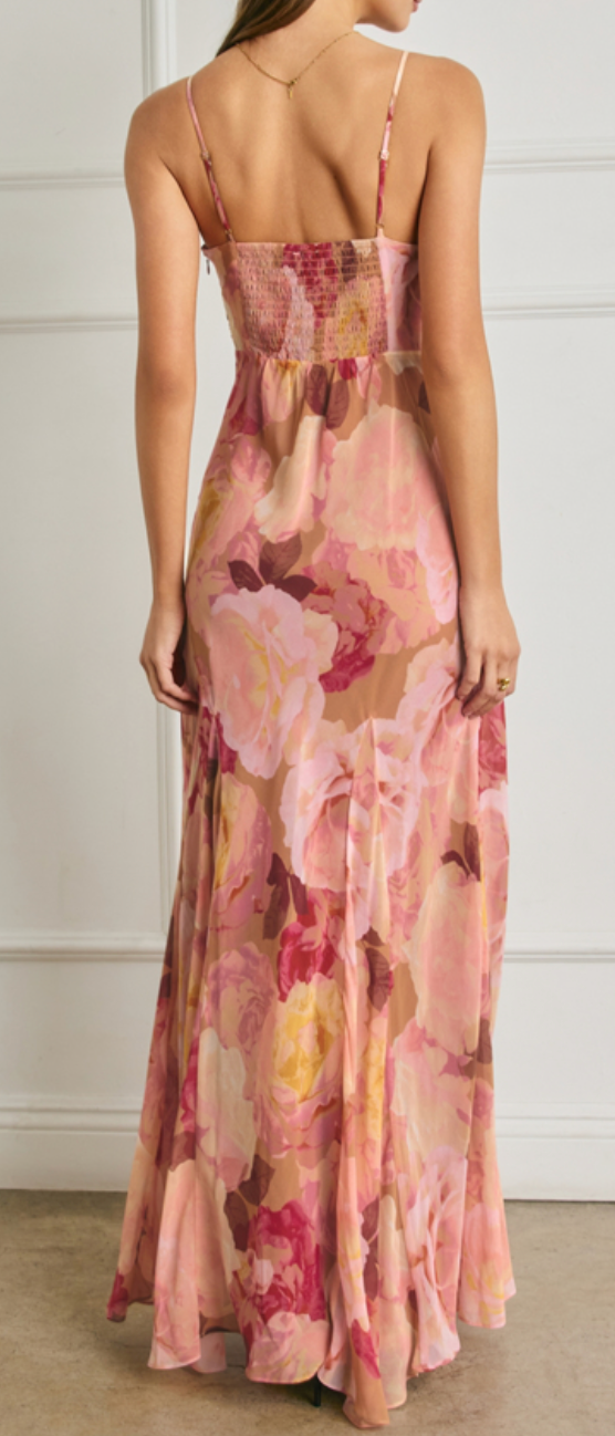 Bold Floral Chiffon Maxi Dress