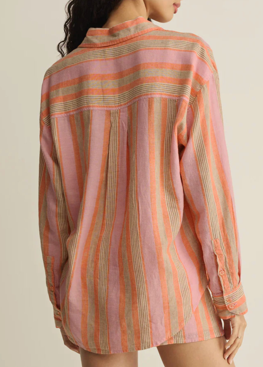 The Perfect Striped Linen Button Up