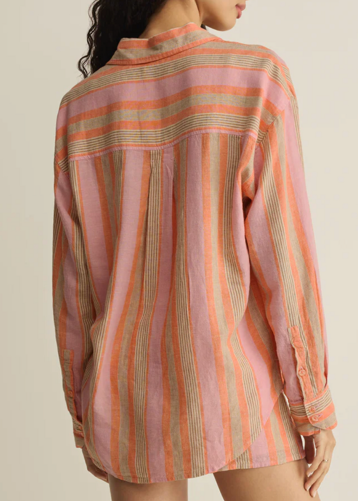 The Perfect Striped Linen Button Up