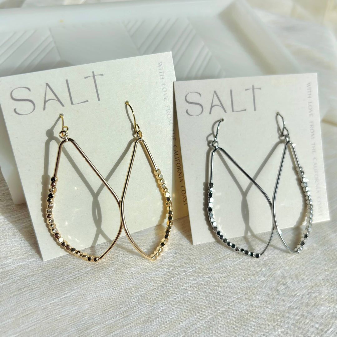 BEADED TEARDROP EARRINGS | 18k gold or platinum hook earring