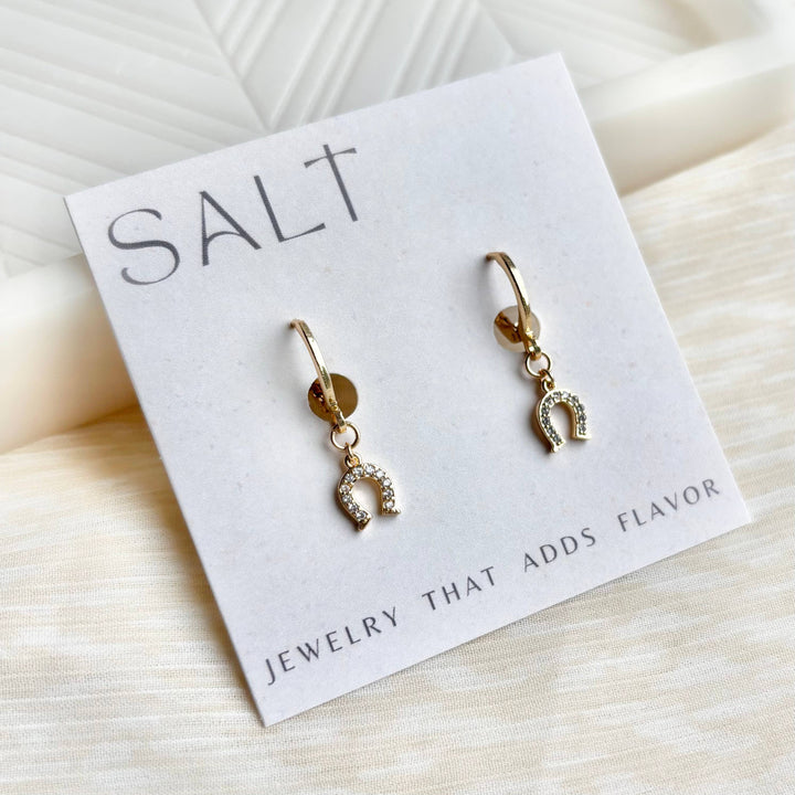 HORSESHOE HUGGIE HOOPS | gold | coastal cowgirl earrings