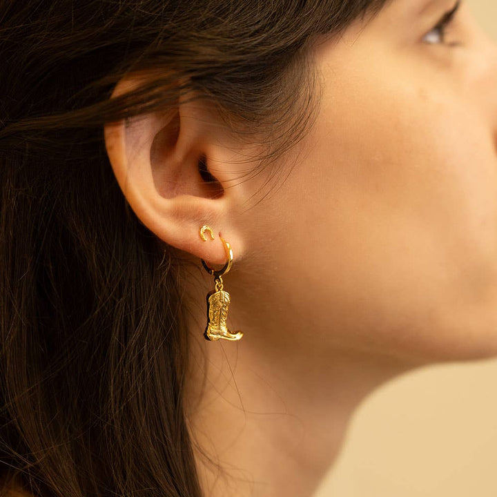 Cowboy Boot Huggie Hoop Earrings