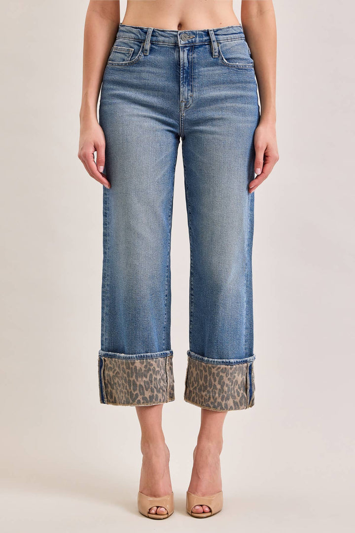 DAD JEAN WITH CHEETAH CUFF