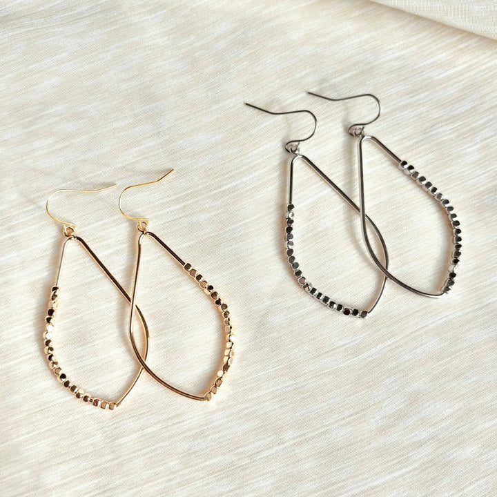 BEADED TEARDROP EARRINGS | 18k gold or platinum hook earring