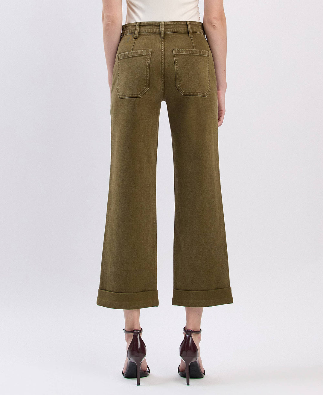 OLIVE SLIM WIDE JEANS
