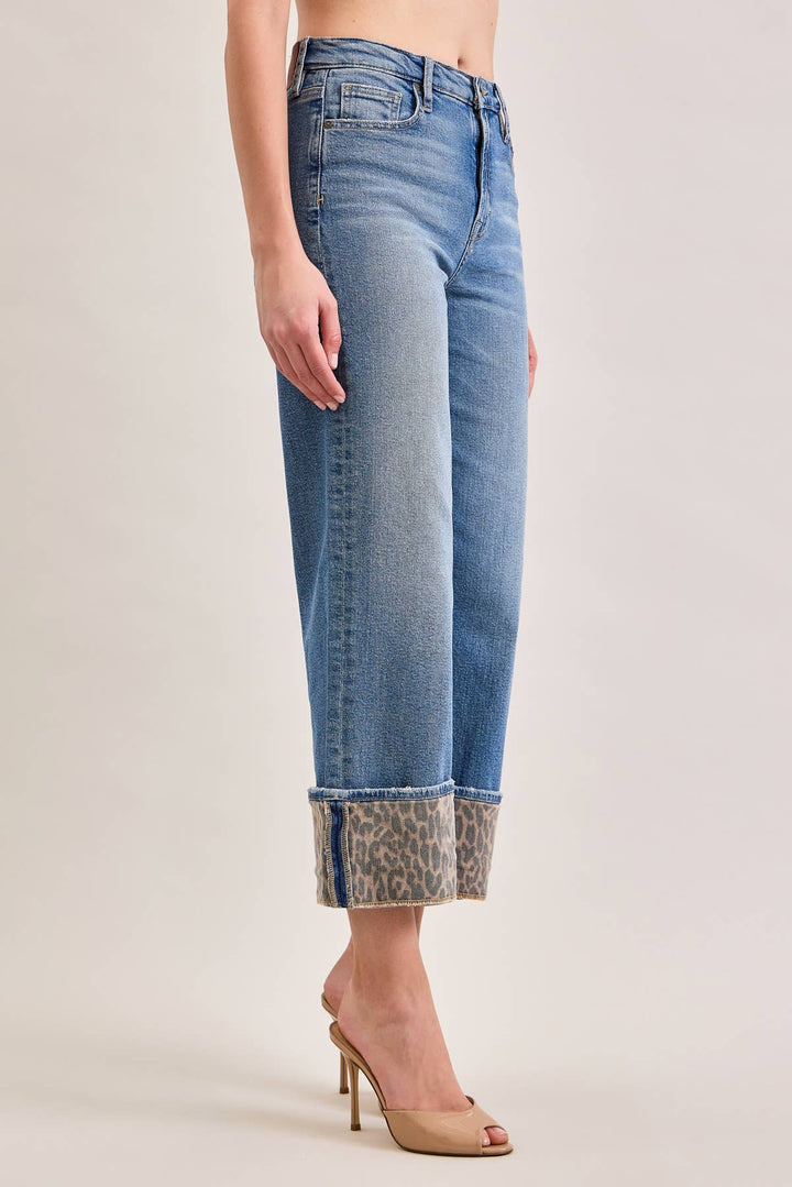 DAD JEAN WITH CHEETAH CUFF