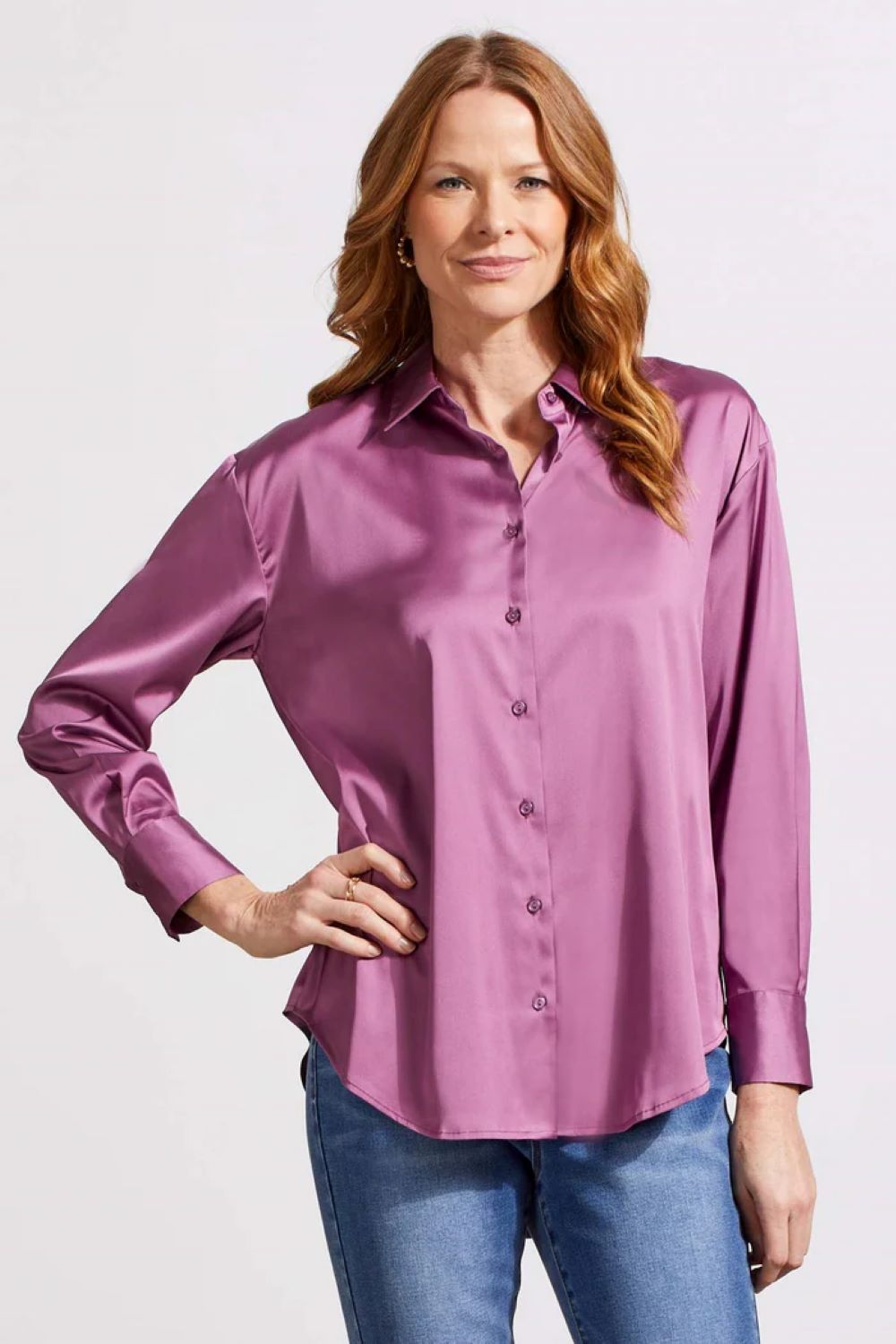 Flowy Satin Button-Up Shirt