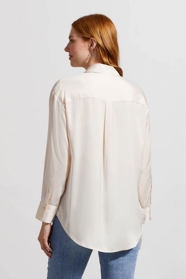 Flowy Satin Button-Up Shirt